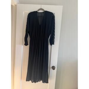 Vintage Spencer Alexis Mixed Media Midi Dress - Chiffon, Lace, Knit